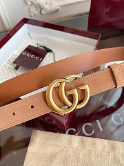 Okify Gucci Brown Suede Belt Gold Hardware 3cm - 2