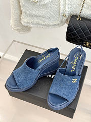Okify CC Demim Blue Wedge Sandals - 6