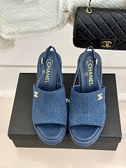 Okify CC Demim Blue Wedge Sandals - 5
