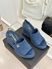 Okify CC Demim Blue Wedge Sandals - 4