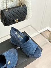 Okify CC Demim Blue Wedge Sandals - 3