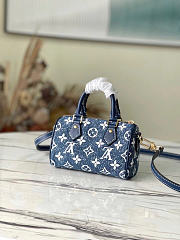 Okify Louis Vuitton High Nano Speedy Denim Navy Blue M81168 16x10x7.5cm - 1