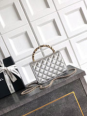 Okify CC Clutch Bag Silver With Gold And Pearl Handle 15x10.5x5.5cm - 5