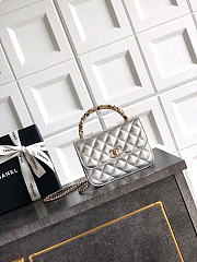 Okify CC Clutch Bag Silver With Gold And Pearl Handle 15x10.5x5.5cm - 1