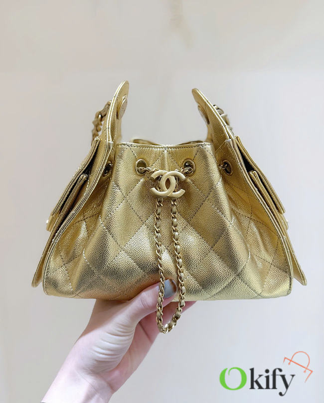 Okify CC 25 Hobo Bag Gold Caviar 22x20x12.5cm - 1