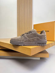 Okify Louis Vuitton Dark Brown Suede Sneakers Unisex - 5