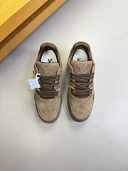 Okify Louis Vuitton Dark Brown Suede Sneakers Unisex - 4