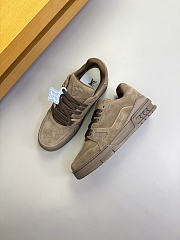 Okify Louis Vuitton Dark Brown Suede Sneakers Unisex - 6