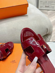 Okify Hermes Red Burgundy Women Sandals (has big size) - 5