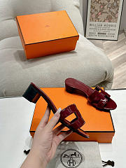 Okify Hermes Red Burgundy Women Sandals (has big size) - 6