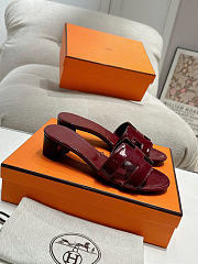 Okify Hermes Red Burgundy Women Sandals (has big size) - 1