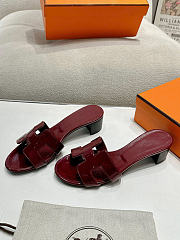 Okify Hermes Red Burgundy Women Sandals (has big size) - 3