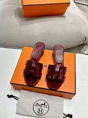 Okify Hermes Red Burgundy Women Sandals (has big size) - 2
