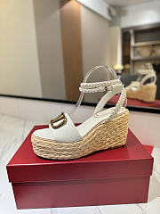 Okify Valentino White Wedge Sandals  - 3