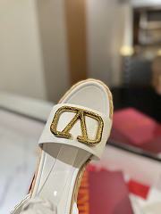 Okify Valentino White Wedge Sandals  - 4