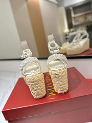 Okify Valentino White Wedge Sandals  - 2