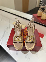 Okify Valentino Gray Wedge Sandals  - 6