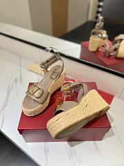 Okify Valentino Gray Wedge Sandals  - 5
