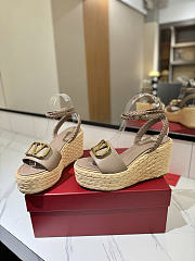 Okify Valentino Gray Wedge Sandals  - 3