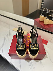 Okify Valentino Black Wedge Sandals  - 6