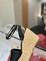 Okify Valentino Black Wedge Sandals  - 4
