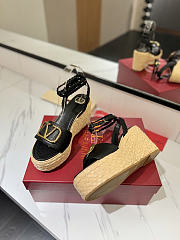 Okify Valentino Black Wedge Sandals  - 3