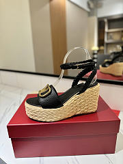 Okify Valentino Black Wedge Sandals  - 2