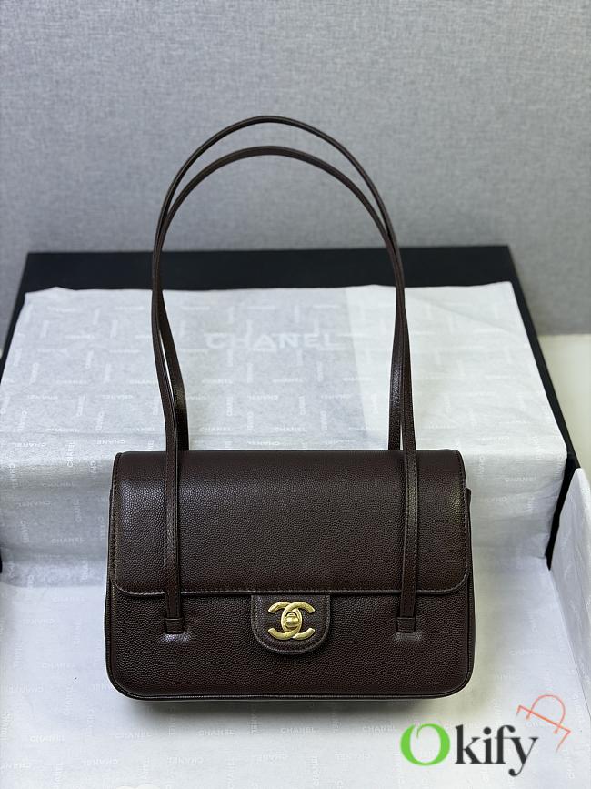 Okify CC 26P Jennie Preppy Coco Small Bag Dark Brown 22x15x5cm - 1