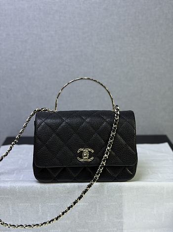 Okify CC Coco Crush Handle Mini Bag Black Caviar 18x11.5x7cm