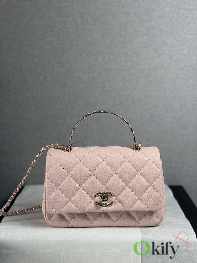 Okify CC Coco Crush Handle Mini Bag Pink Caviar 18x11.5x7cm - 1