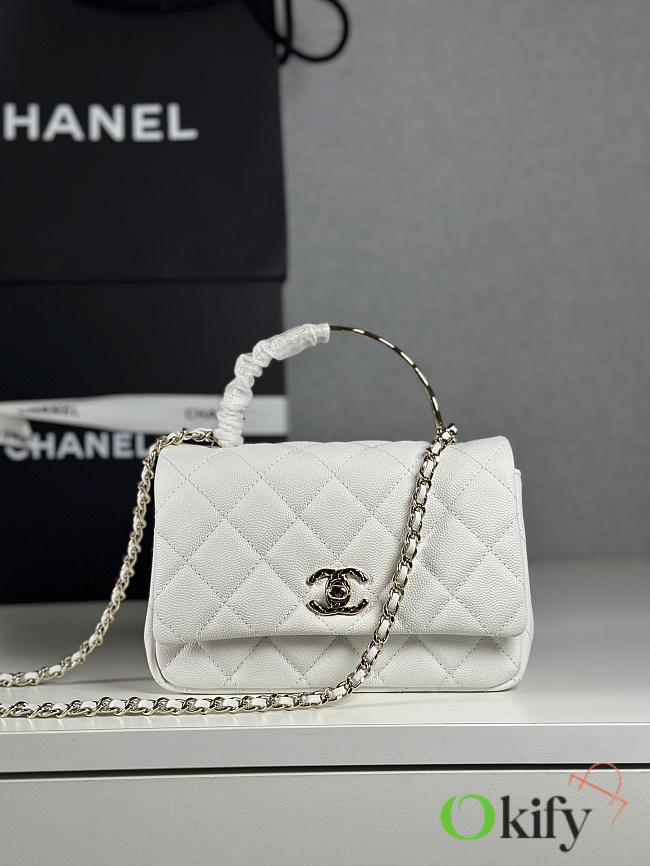 Okify CC Coco Crush Handle Mini Bag White Caviar 18x11.5x7cm - 1