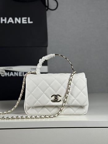 Okify CC Coco Crush Handle Mini Bag White Caviar 18x11.5x7cm