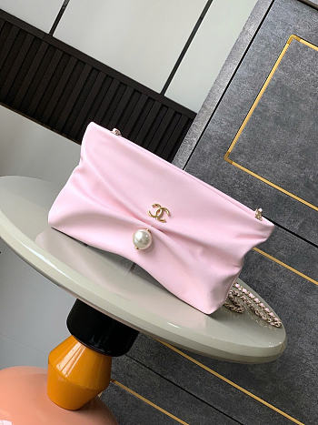 Okify CC 25S Clutch Bag Pink Lambskin 24x14x5cm