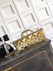 Okify CC Small Clutch With Chain Gold Metallic Mirror Calfskin 29x12x5cm - 1