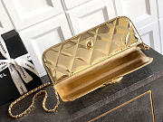 Okify CC Small Clutch With Chain Gold Metallic Mirror Calfskin 29x12x5cm - 3