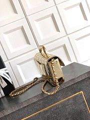 Okify CC Small Clutch With Chain Gold Metallic Mirror Calfskin 29x12x5cm - 5