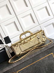 Okify CC Small Clutch With Chain Gold Metallic Mirror Calfskin 29x12x5cm - 6