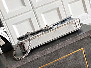 Okify CC Small Clutch With Chain Silver Metallic Mirror Calfskin 29x12x5cm - 5