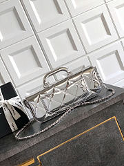 Okify CC Small Clutch With Chain Silver Metallic Mirror Calfskin 29x12x5cm - 2