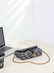 Okify Dior Medium Saddle Pouch With Chain Blue Oblique 21.5x12.5x4.5cm  - 5