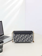 Okify Dior Medium Saddle Pouch With Chain Blue Oblique 21.5x12.5x4.5cm  - 4