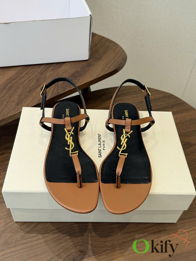 Okify YSL Brown And Black Women Slides  - 1
