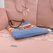Okify MiuMiu Woven Tote Bag Blue And Red 5BG248 30x38cm  - 6