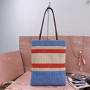 Okify MiuMiu Woven Tote Bag Blue And Red 5BG248 30x38cm  - 5