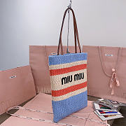 Okify MiuMiu Woven Tote Bag Blue And Red 5BG248 30x38cm  - 4