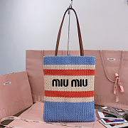 Okify MiuMiu Woven Tote Bag Blue And Red 5BG248 30x38cm  - 1