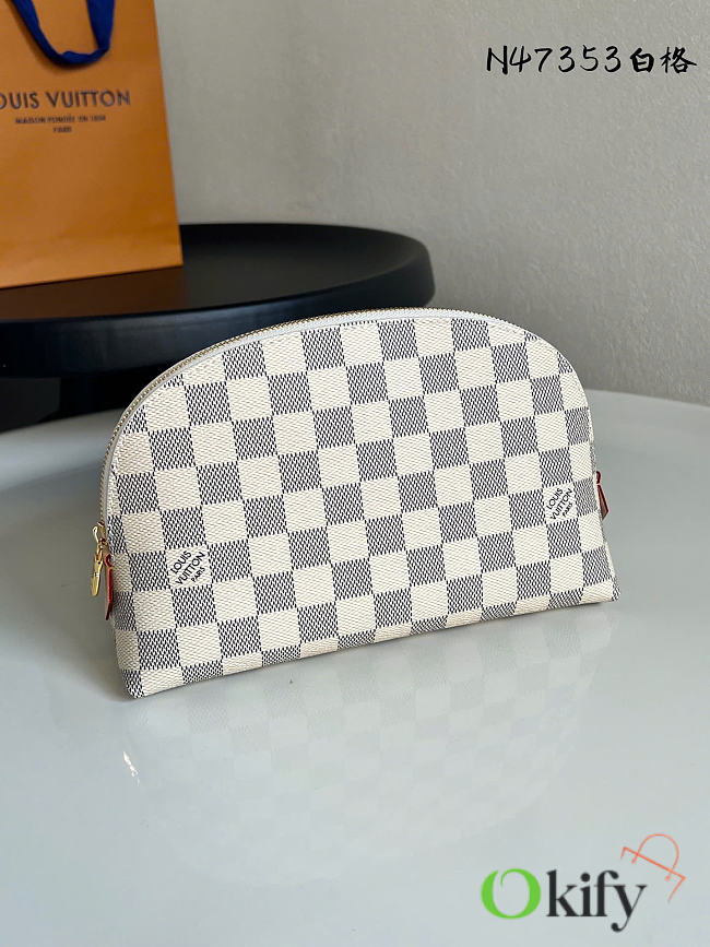 Okify Louis Vuitton Damier White Cosmetic Pouch N47353 22x15x6cm - 1