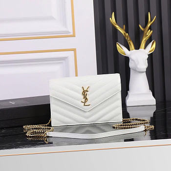 Okify YSL College Bag Small White Caviar 19x11.5x4cm