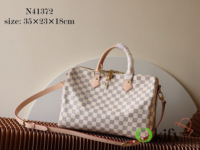 Okify Louis Vuitton Speedy 35 Bag Damier White N41372 35x23x18cm - 1