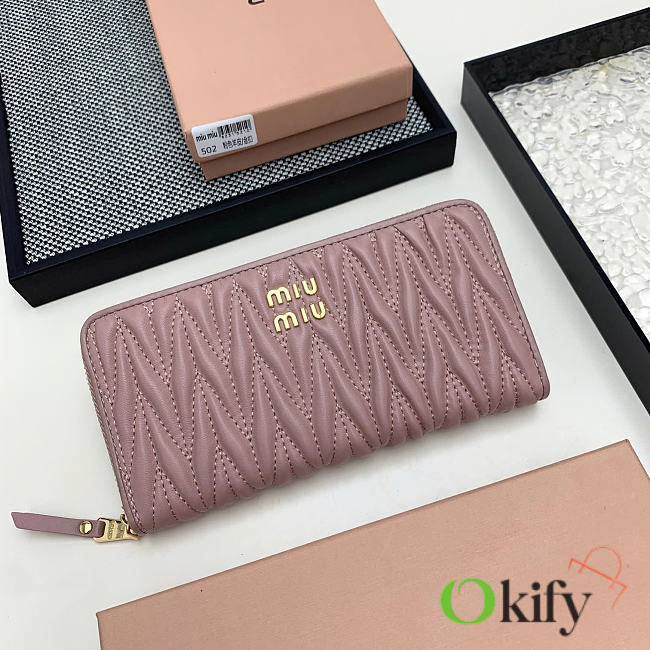 Okify MiuMiu Pink Long Wallet 19x10x2.5cm - 1